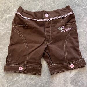 Y2K Barbie Chocolate Brown Kids Shorts with Pink Stitching 2008 2T Girls